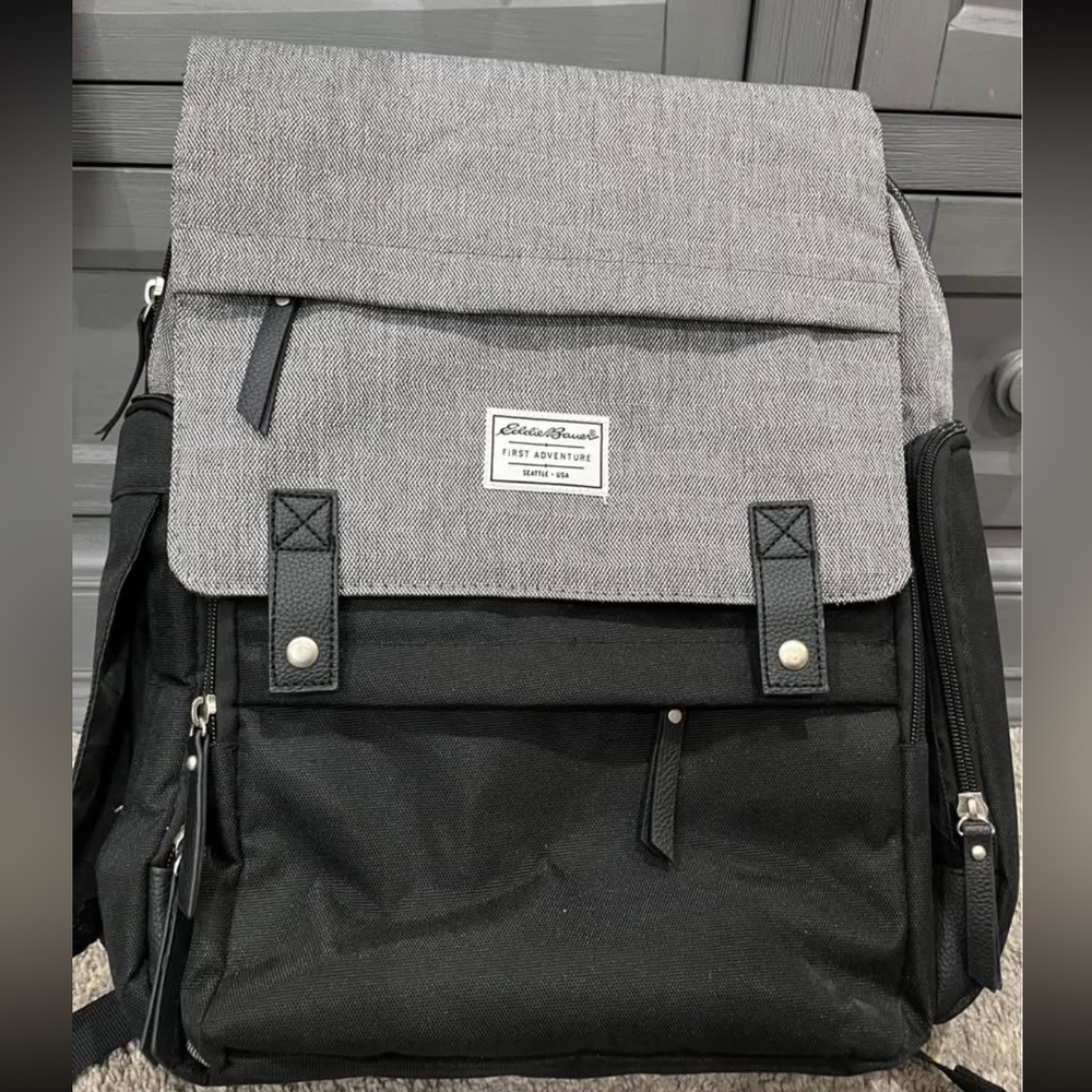 Eddie Bauer Charcoal and Black diaper bag
